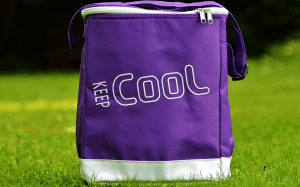 carry a cooler to the campsite